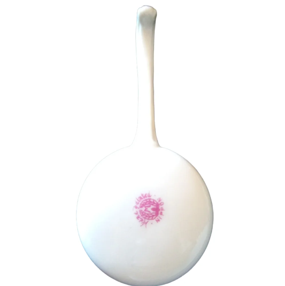 VTG Nippon hand painted small condiment ladle spoon. Pink flowers, gold accents